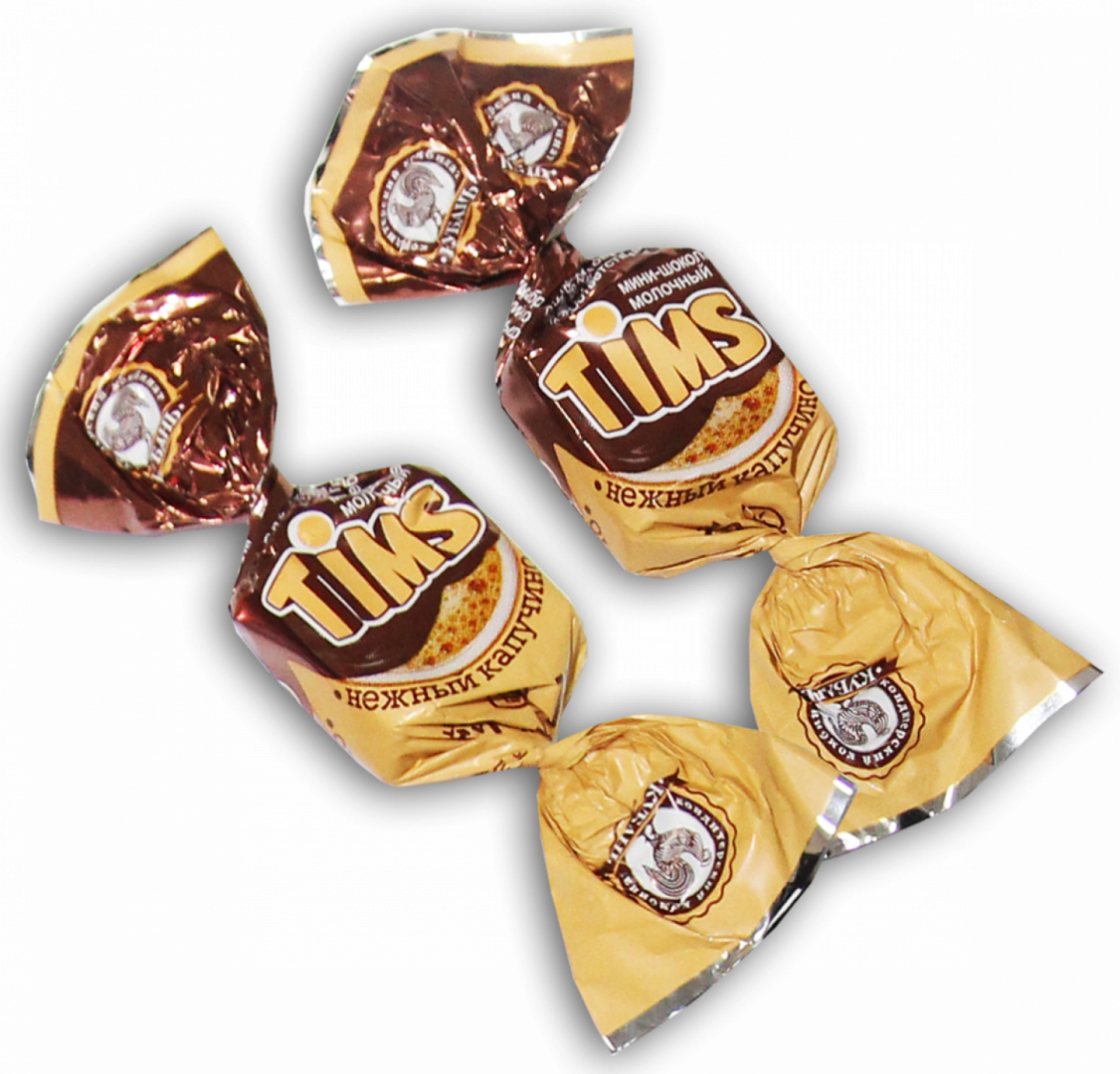 Мини-шоколад молочный «TIMS» «нежный капучино» - Кондитерский комбинат "Кубань"
